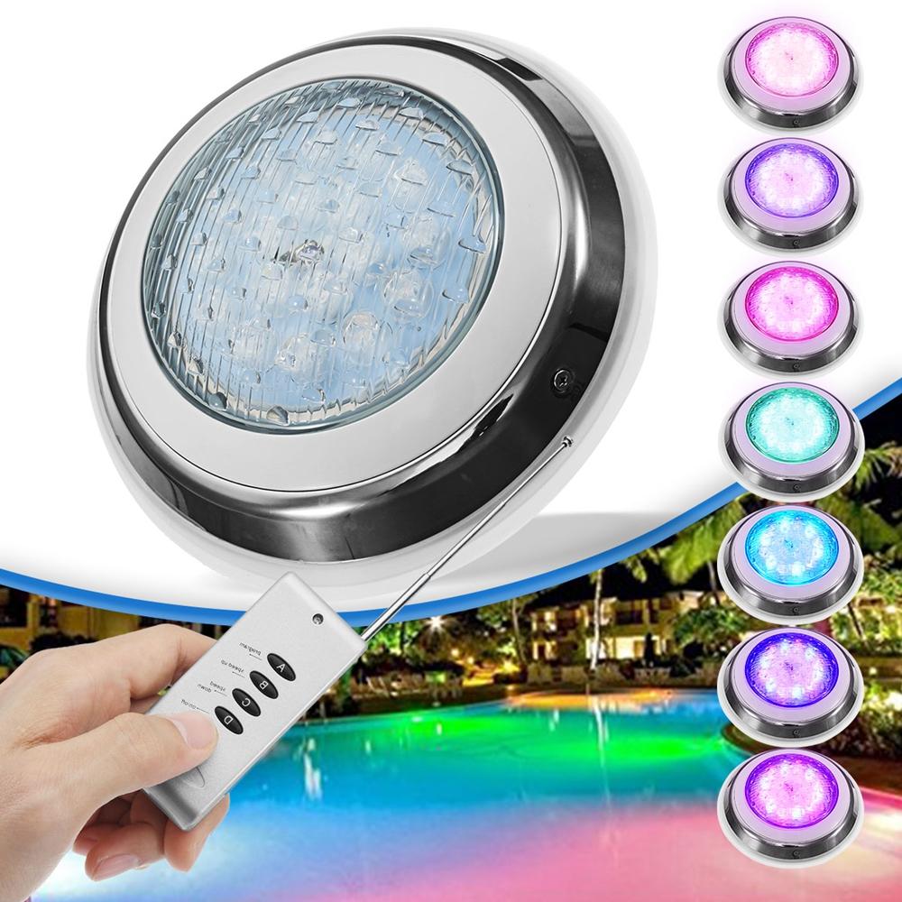 54W RGB Remote Control LED Pool Light - Waterproof, Wall Mounted, Underwater Night Light