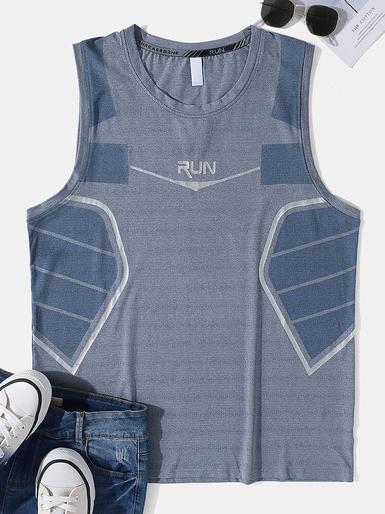 Men's Colorblock Quick Dry Sleeveless Sports Activewear Tops - Breathable O Neck