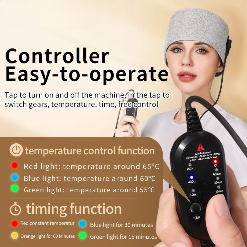 Red Light Therapy Heating Headband for Migraine Relief, 3-Level Heated Head Wrap for Stress, Tension & Rheumatic Pain