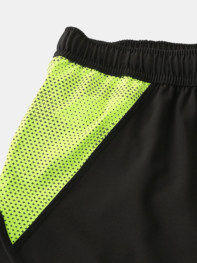 Men's Quick-Dry Mesh Patchwork Drawstring Breathable Sports Board Shorts