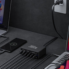 140W 6-Port USB PD Ladegerät: Schnellladestation mit 2 USB-A &amp; 4 USB-C Ports für iPhone, Huawei, Samsung, Xiaomi