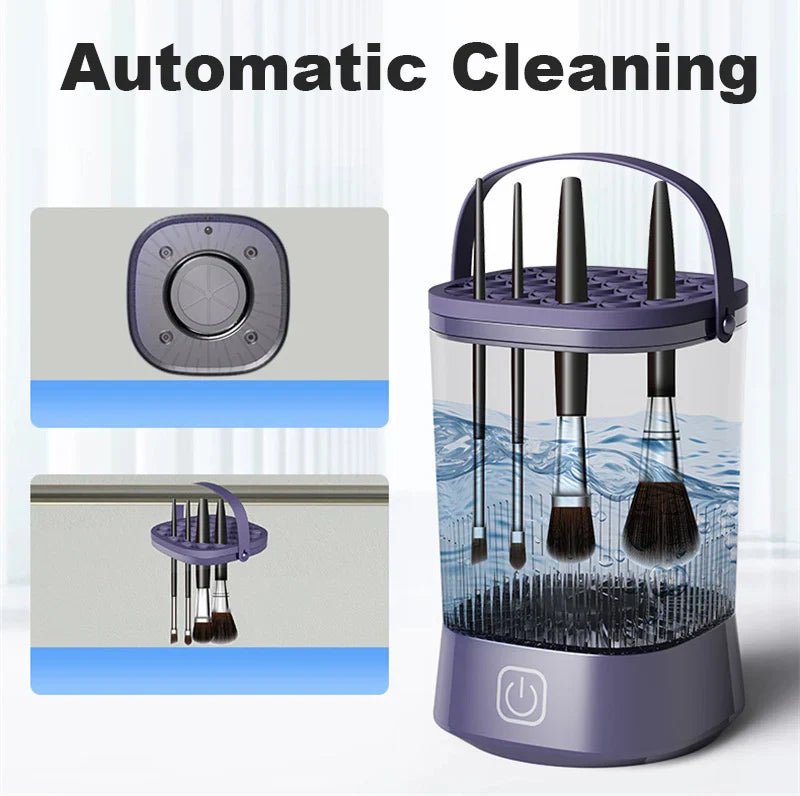 3-in-1 Electric Makeup Brush Cleaner & UV Sterilizer, USB-C Charging, Auto Brush Washer