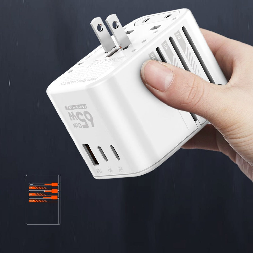 65W GaN 3-Port USB PD Charger: Fast Charging for iPhone, Huawei, Samsung, Xiaomi