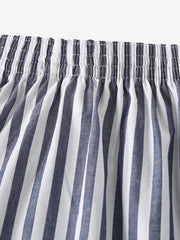 Gestreifte Lounge-Shorts für Herren aus 100 % Baumwolle, lockere Passform, mit Tasche – atmungsaktive Home-Boxershorts