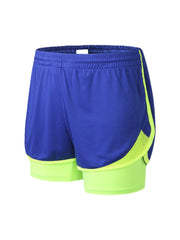 Zweifarbige Patchwork-Sporttrainingsshorts für Herren im Slim Fit, doppellagig, Strandshorts