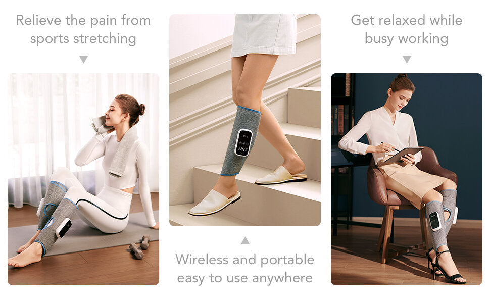 2PCS Wireless Leg Massager with Heating, Air Pressure, and Kneading for Calf Relaxation and Protection