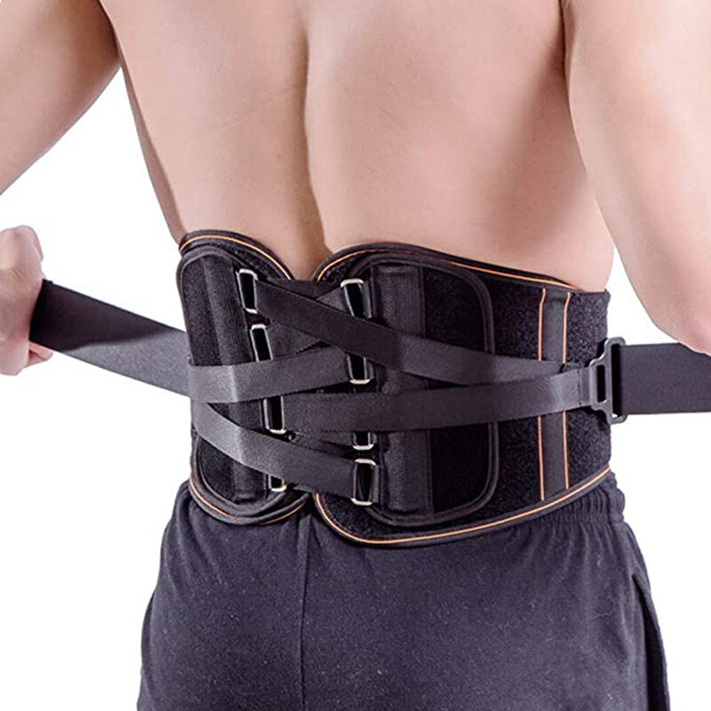 Unisex Adjustable Lower Back Brace with Lumbar Support and Pulley System for Pain Relief