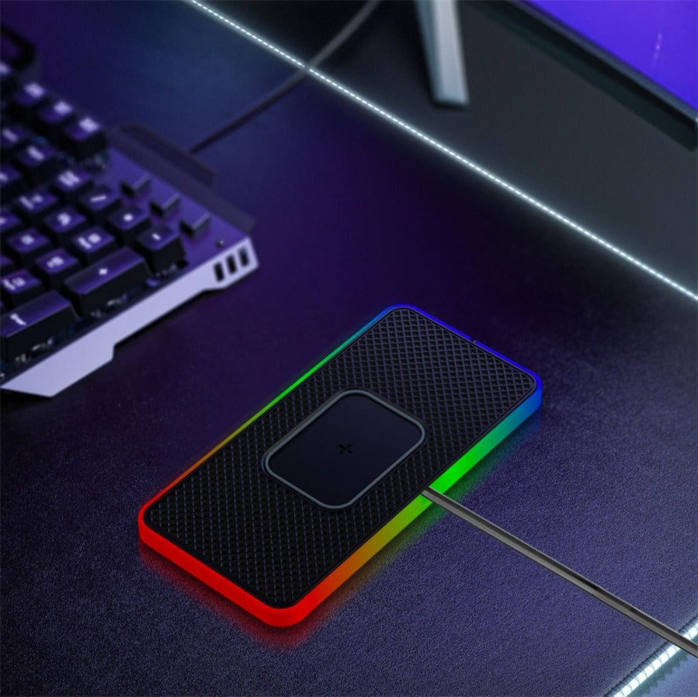 RGB Fast Wireless Charger - 15W/10W/7.5W/5W with 1M Cable for Qi-Enabled Devices