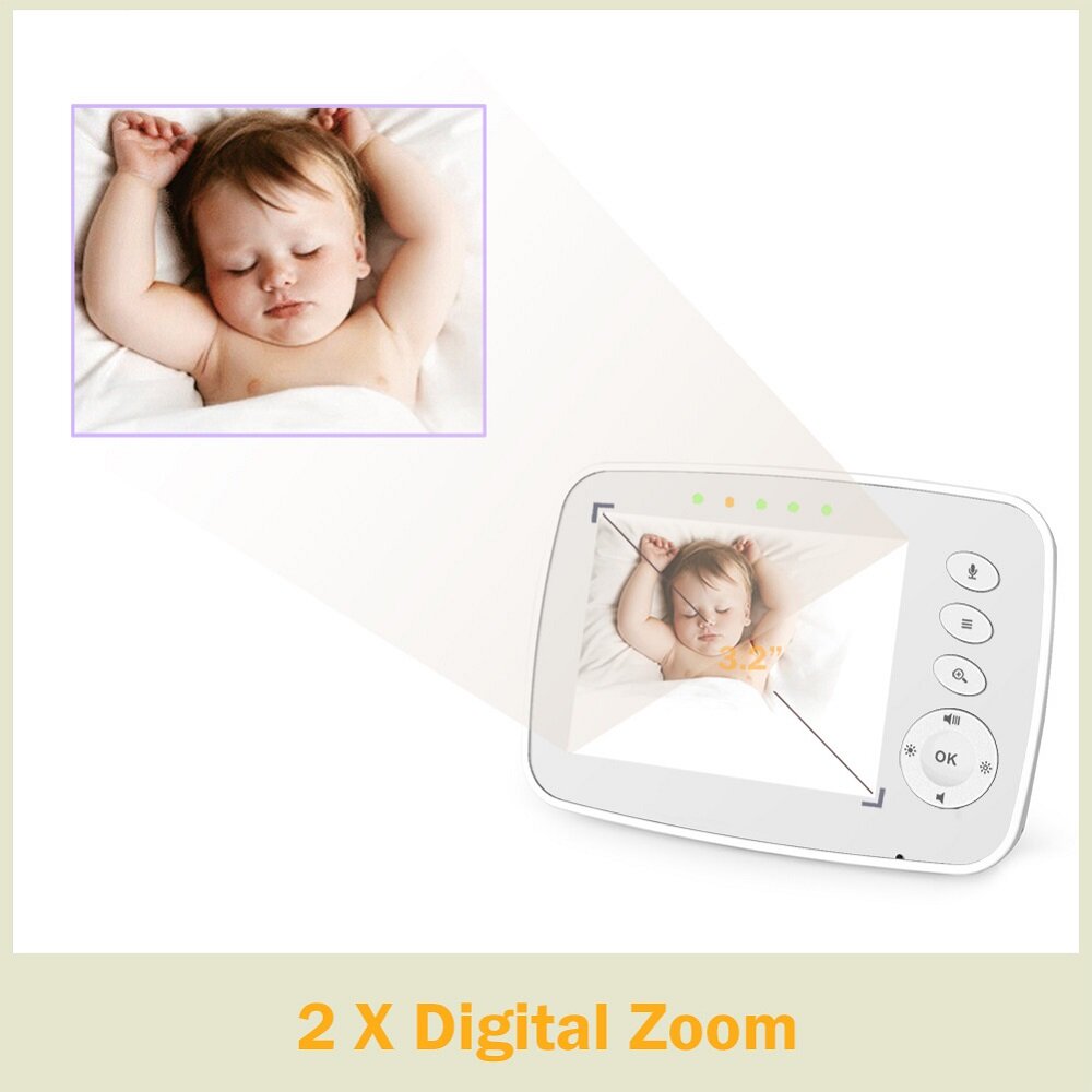 Kabelloses 3,2-Zoll-LCD-Video-Babyphone mit Zweiwege-Audio, Nachtsicht und Sicherheitskamera