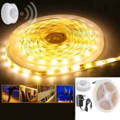 PIR Motion Sensor LED Strip Lights 2M-5M Wireless Wardrobe Closet Night Lamp with UK Plug