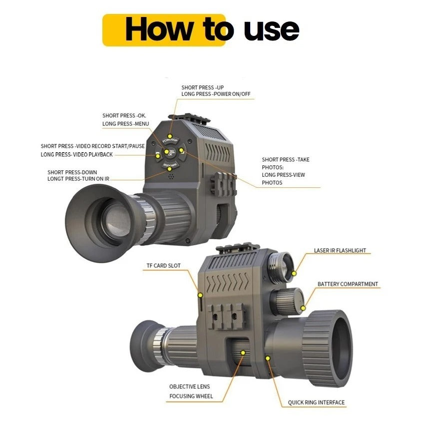 Digitales Laser-Infrarot-Nachtsichtmonokular 100-400M 1080P 2MP Foto- und Videoaufzeichnung