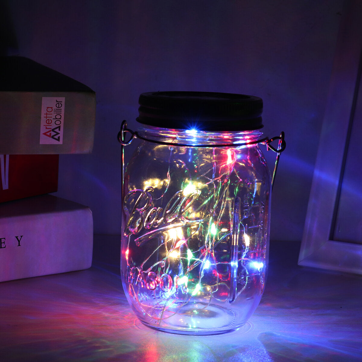 20 LED Solar String Lights - Mason Jar Lamps for Outdoor Garden Decor, Waterproof