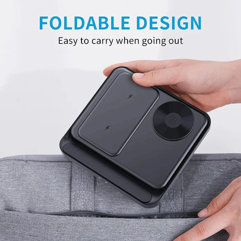 15W Foldable Wireless Charger Pad for iPhone, Samsung, Apple Watch, and AirPods