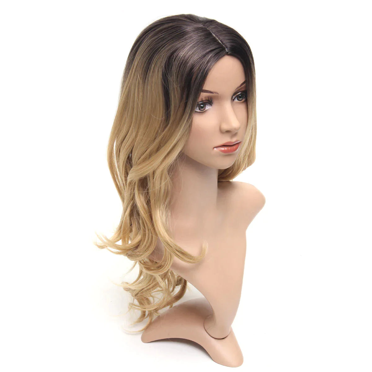 Women's Long Wavy Ombre Blonde Synthetic Party Wig