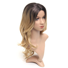 Women's Long Wavy Ombre Blonde Synthetic Party Wig