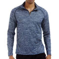 Men's Long Sleeve Zipper Neck Sportswear T-Shirts - Stretch, Quick-Drying, Tight Fit, Warm Fitness Blazer