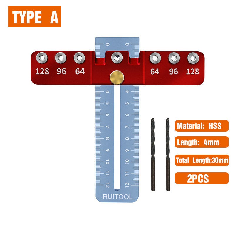 Adjustable Woodworking Cabinet Hardware Jig - Drill Guide & Punch Locator for Handles and Pulls