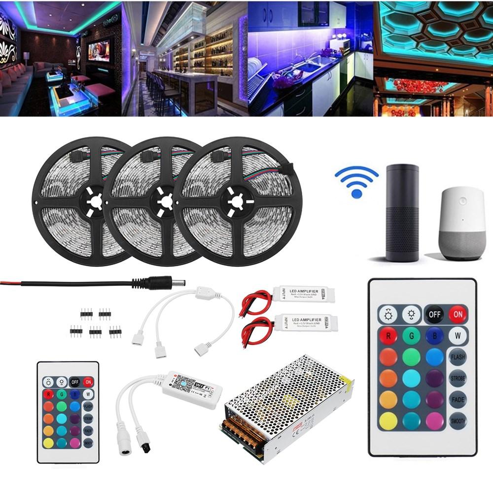 15M RGB Flexible LED Strip Light Kit, IP65, Smart WiFi Control, Works with Alexa, AC110-240V, Christmas Decorations Clearance