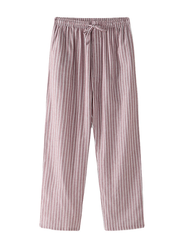 Gestreifte Pyjamahose für Herren mit Kordelzug und Tasche, lässig, für zu Hause