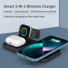 3-in-1 15W Wireless Charger Stand: Fast Charging for iPhone, Apple Watch, and Earphones