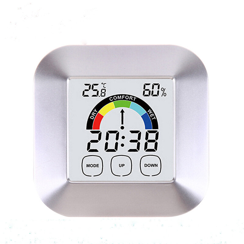 Household Touch Screen Digital Clock with Temperature, Humidity Display, Alarm, Indoor/Outdoor Tester