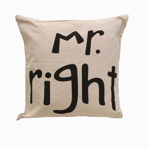 Creative Signature Cotton Linen Pillow Cover for Bed, Sofa, or Car