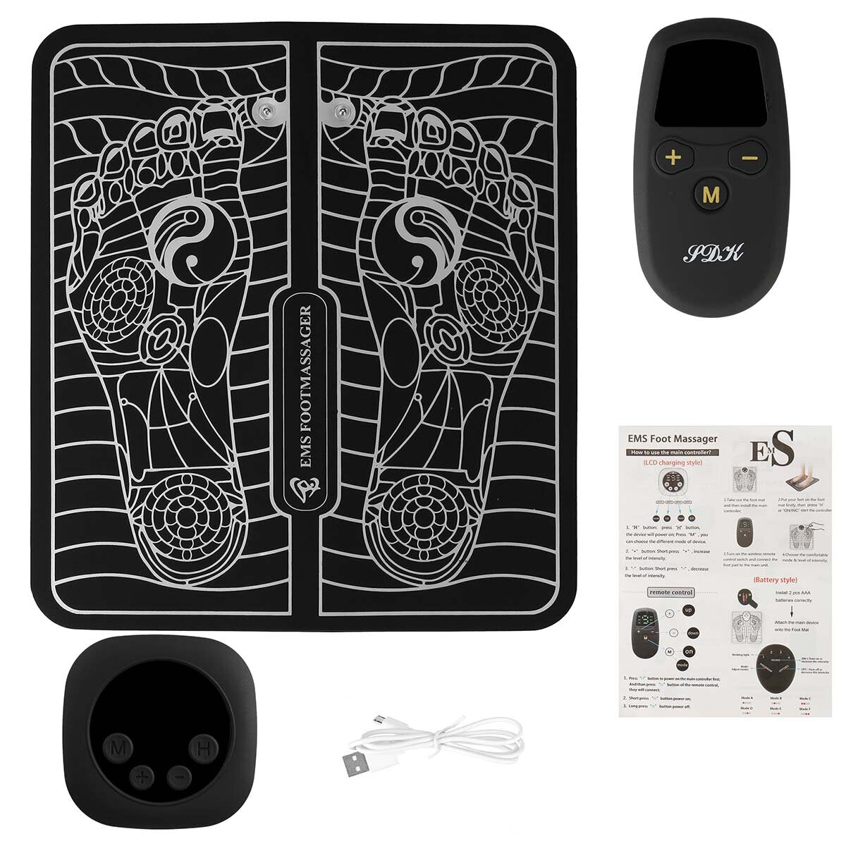 9-Level EMS Electric Foot Massager Pad - Blood Circulation & Muscle Stimulator, USB Rechargeable Mat