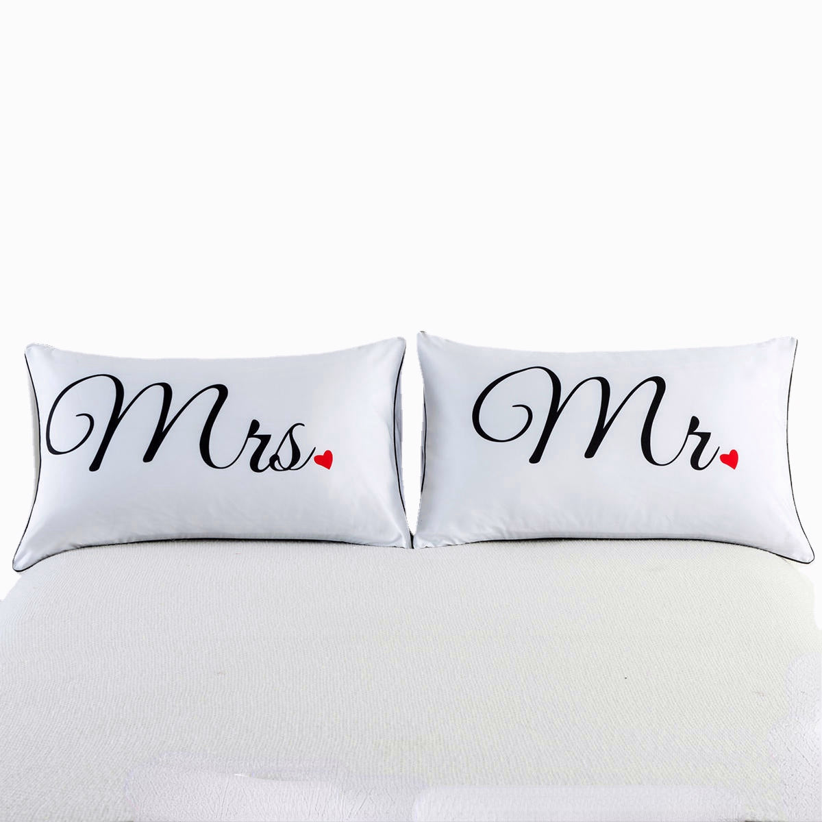 2PCS White Cotton Pillow Cases - Standard Size for Home & Hotel Decor