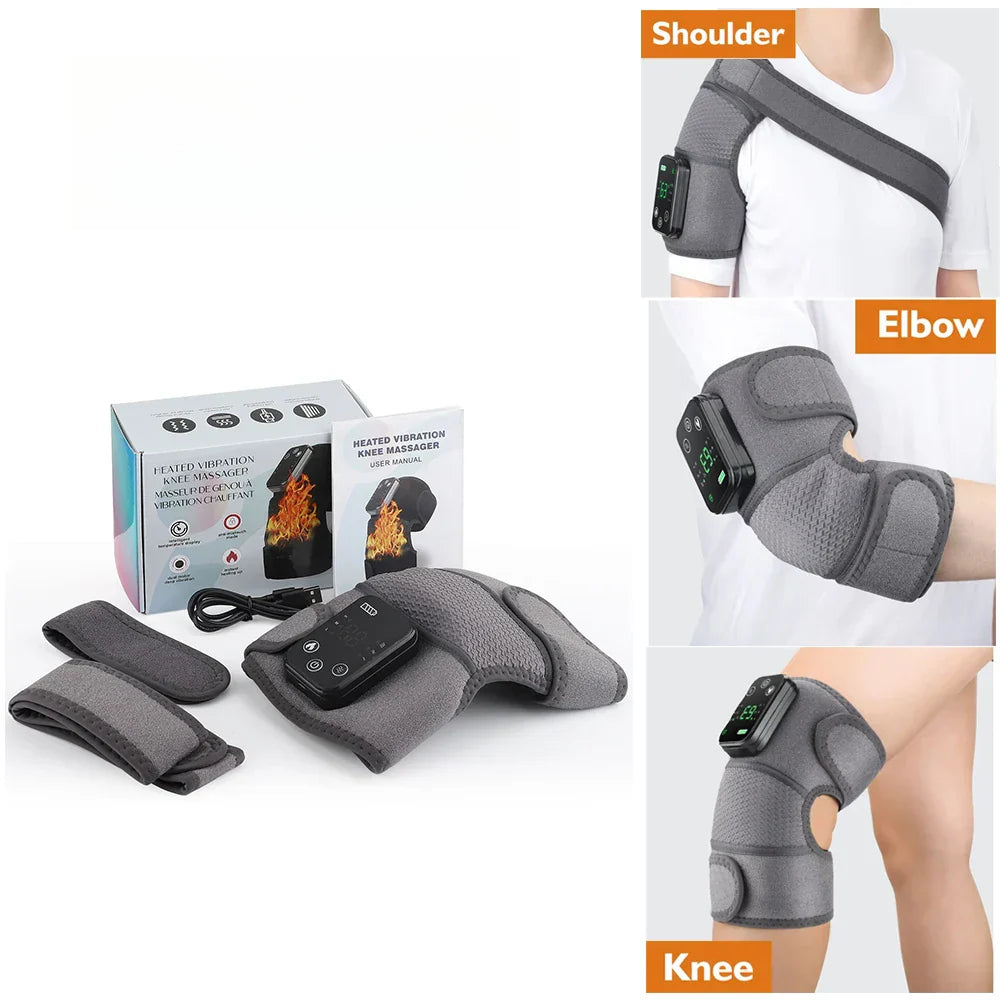 Electric Shoulder Massager with Heat and Vibration, Knee Elbow Brace for Discomfort Relief