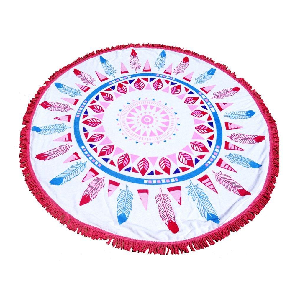 150cm Pure Cotton Round Beach Towel, Yoga Mat, Bed Sheet, Tapestry, Tablecloth - Cut Pile Printing