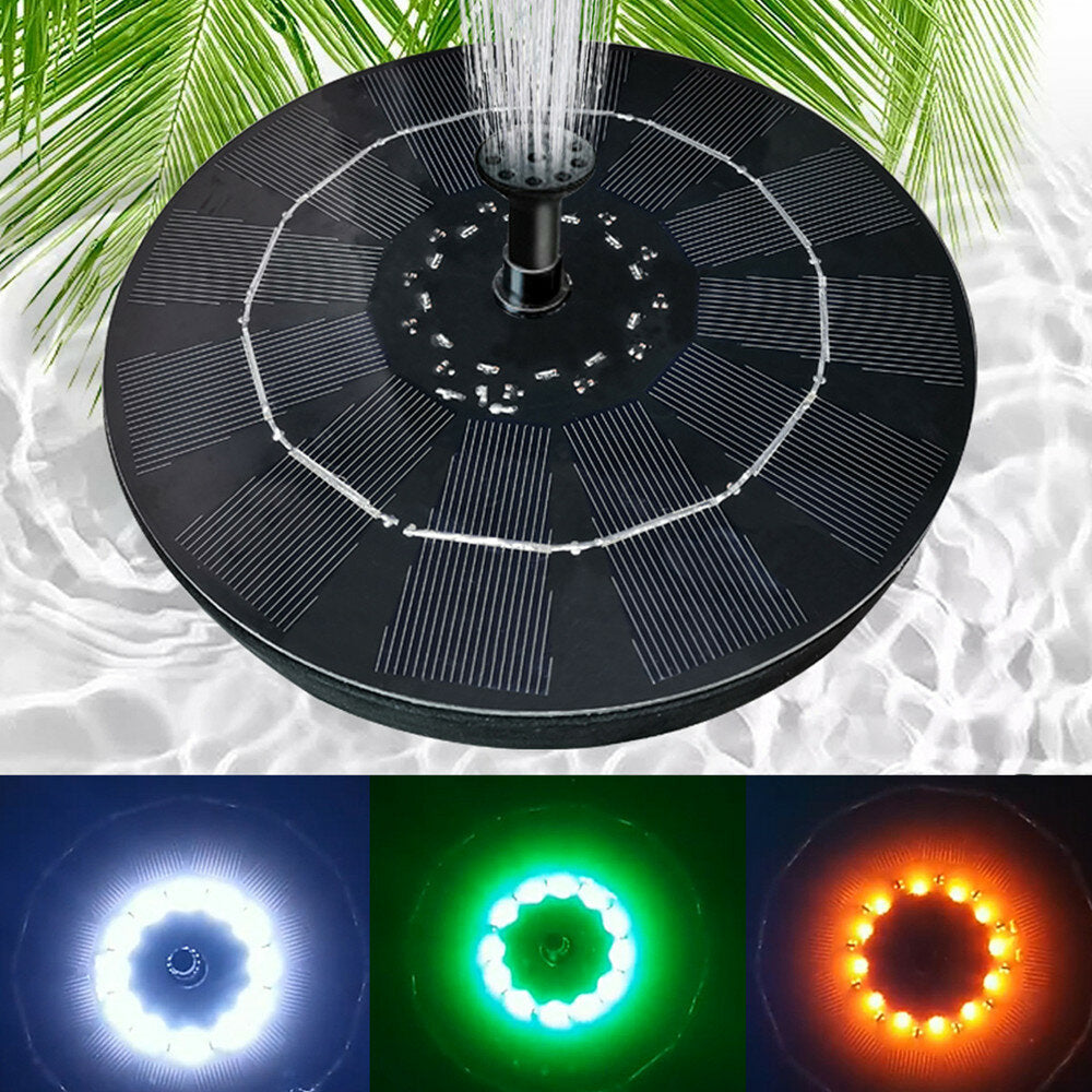 3W Solar Energy Floating Fountain with Battery & Night Breathing Light for Bird Basin