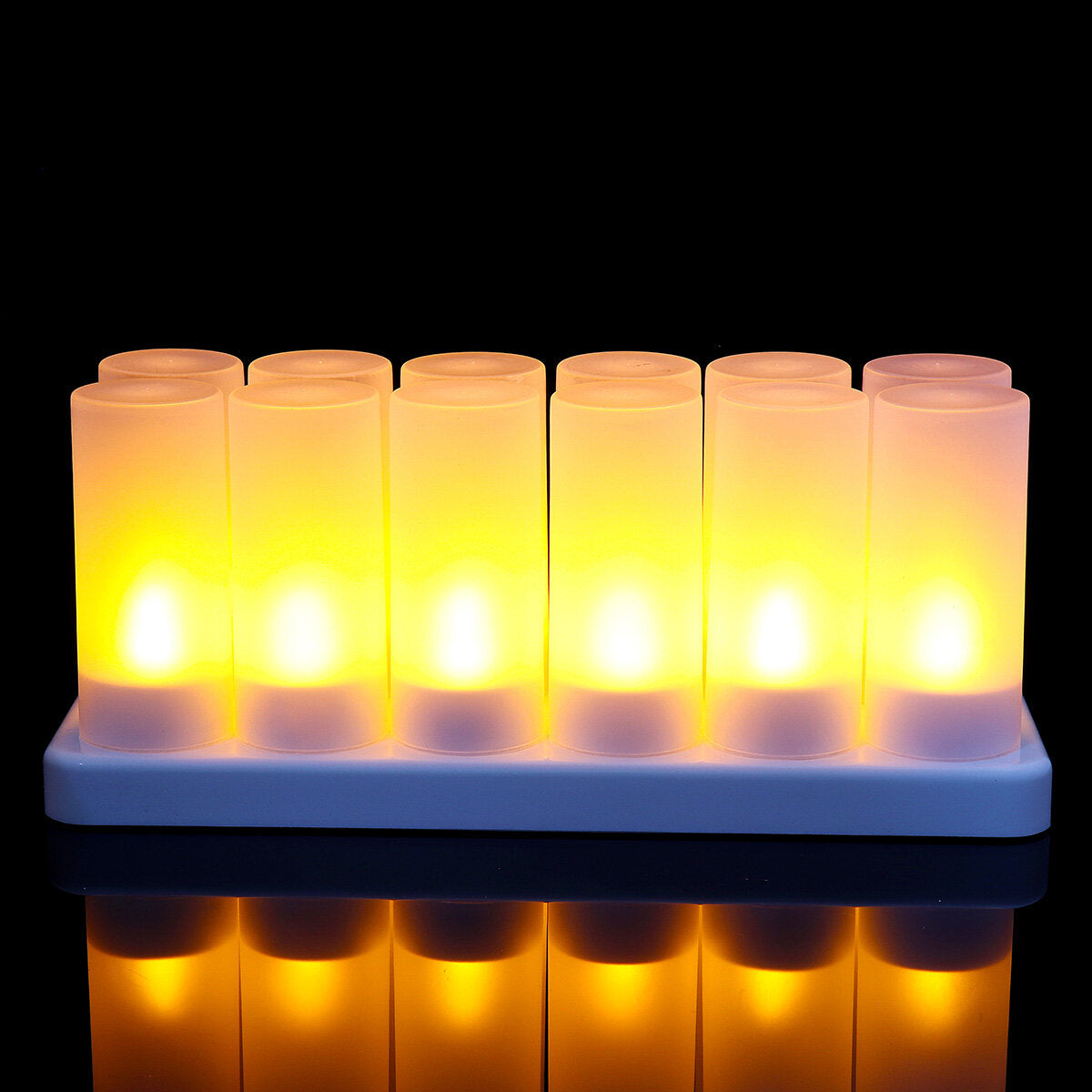 12PCS Rechargeable Flameless LED Tea Light Candles, Flickering, for Birthday Party, US Plug AC110V