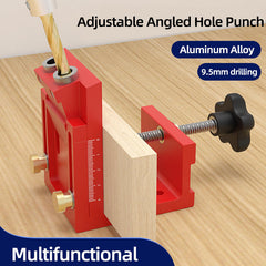 Adjustable Woodworking Hole Puncher with Metric & Imperial Calibration - Aluminum Alloy Dowel Hole Jig System Set