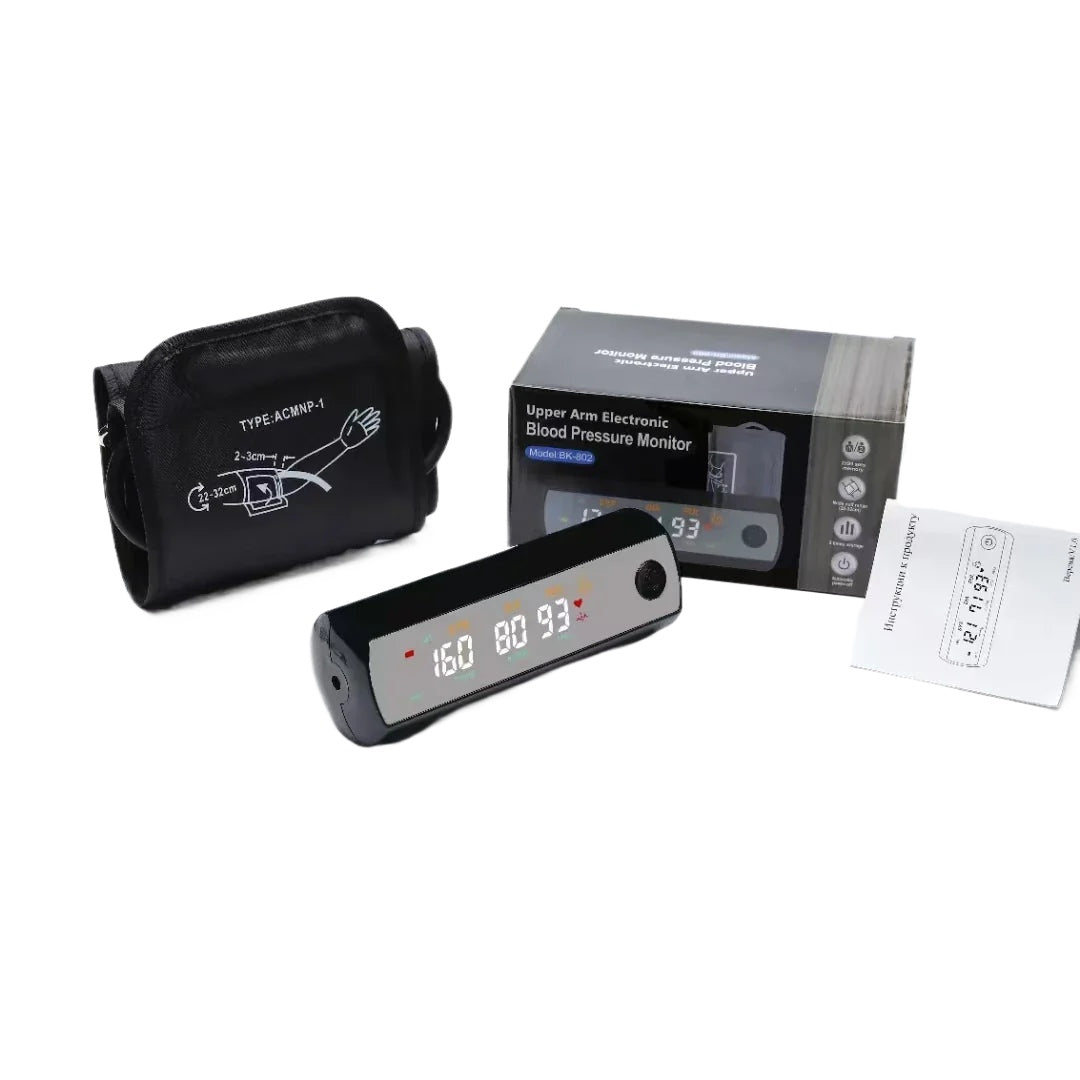 Rechargeable Li-Ion Battery Arm Blood Pressure Monitor, Large LCD, Voice Tonometer