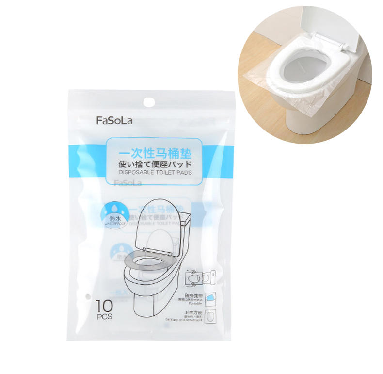 10 Pcs Disposable Transparent PE Membrane Toilet Seat Covers for Travel and Maternal Use