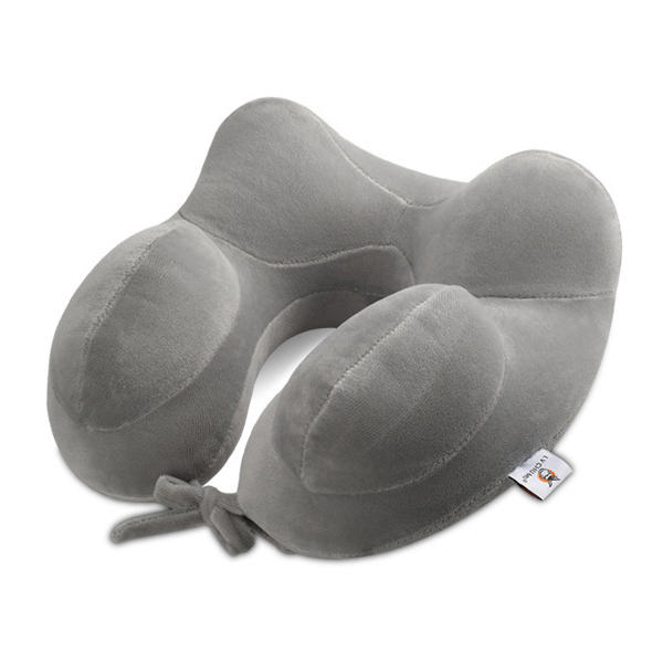 Inflatable U-Shape Cotton Neck Pillow Headrest Cushion for Travel, Airplane Sleep Rest