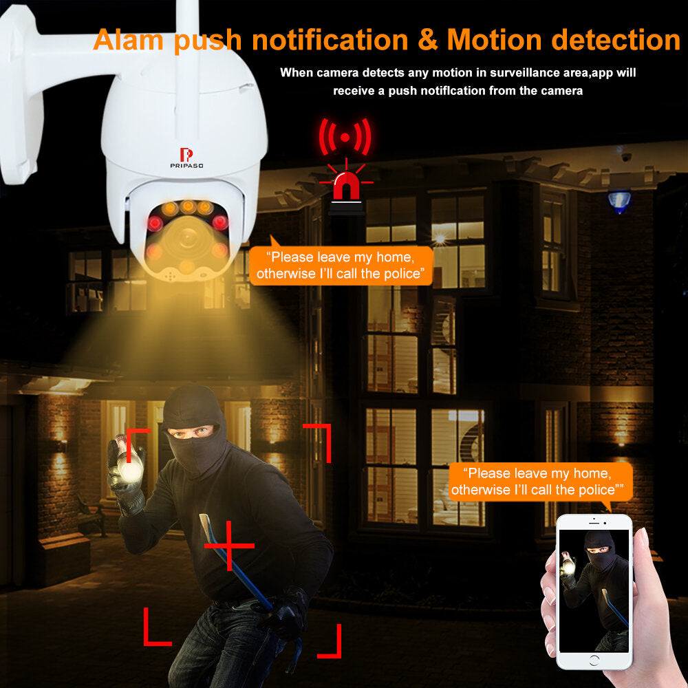 1080P PTZ-IP-Kamera für den Außenbereich mit TuyaSmart-App, Zweiwege-Audio, automatischer IR-Nachtsicht, Mini-Dome-CCTV