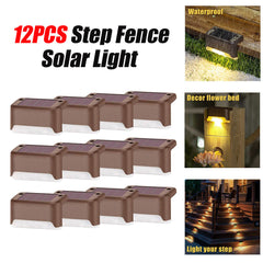 12PCS Solar Powered LED Step Lights for Stairs, Fence, Deck, and Outdoor Path