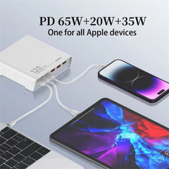 120W 6-Port USB Charger: 3 USB-A & 3 USB-C Fast Charging Station for iPhone, Huawei, Samsung, Xiaomi