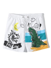 Atmungsaktive Strand-Boardshorts für Herren mit Cartoon-Graffiti-Print und Netzfutter – lockere Passform, dünn, Urlaubskleidung