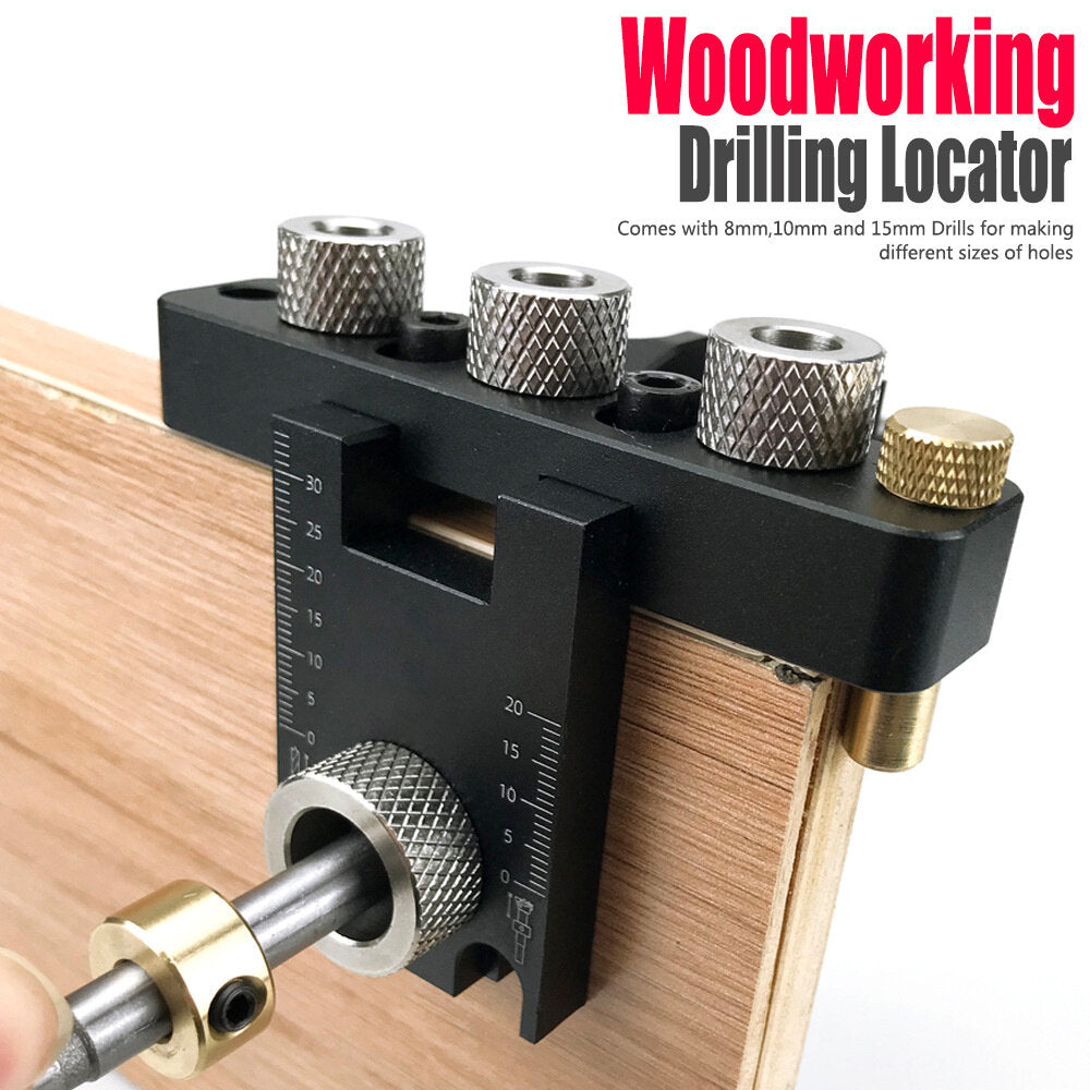 3-in-1 Precision Dowel Cam Jig Master Kit - Wood Hole Drilling Guide for DIY Woodworking