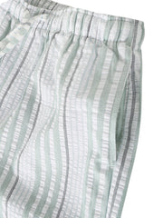 Gestreifte, lässige Strandshorts für Herren aus 100 % Baumwolle mit Kordelzug in der Taille und Seitentaschen