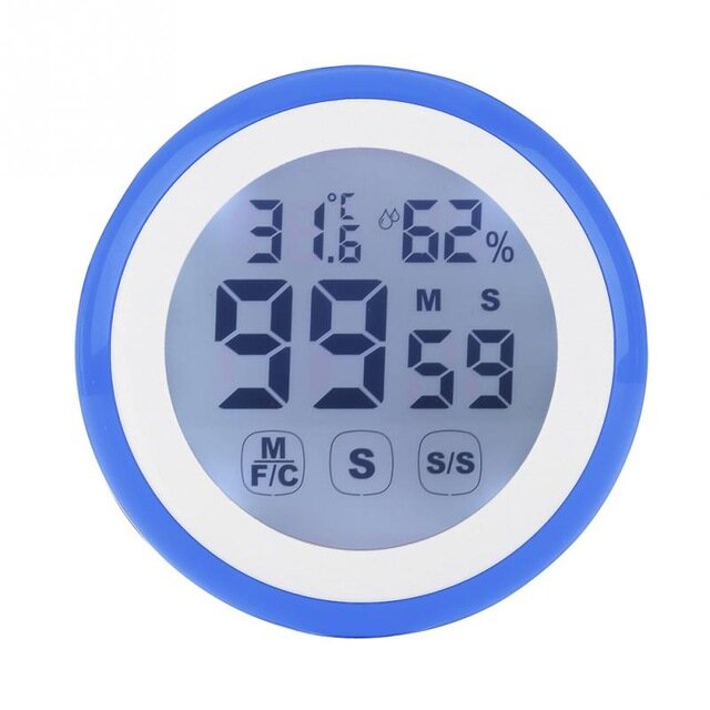 LCD Digital Touch Screen Kitchen Timer with Count Up, Alarm, Temperature & Humidity Measurement