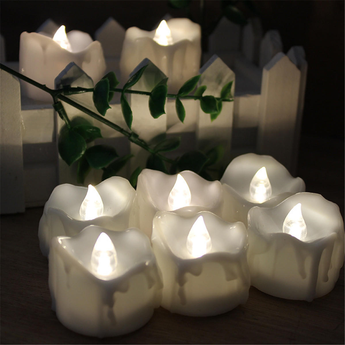 12PCS LED Flickering Tea Light Candles with Remote Control for Home, Garden, and Balcony Decor