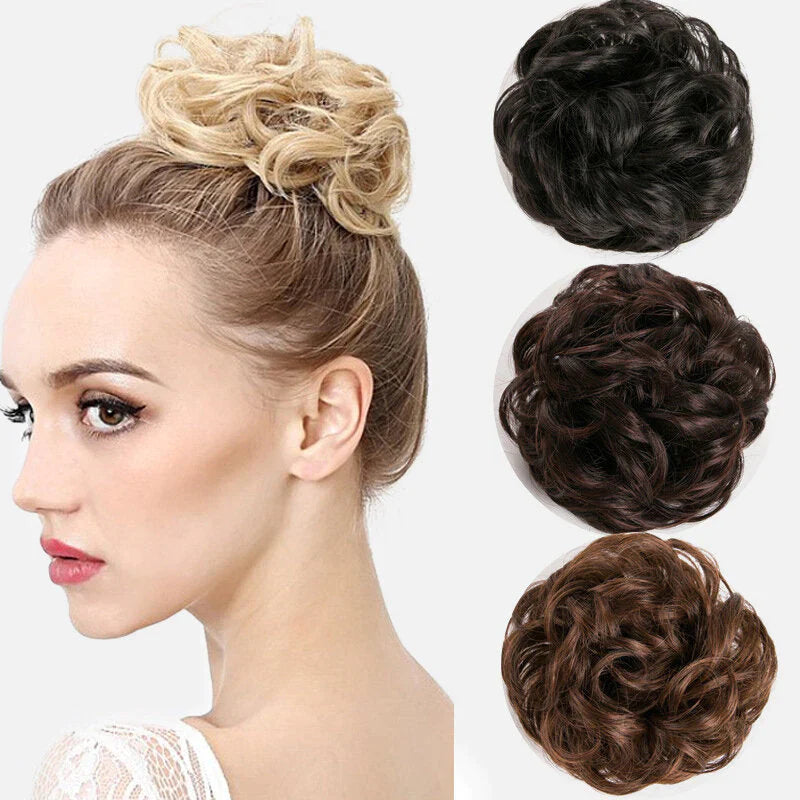 7 Colors Wavy Curly Messy Hair Bun Extensions - Donut Chignons Hairpiece Wig