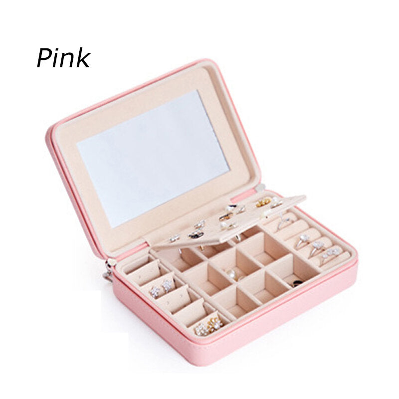 Portable PU Leather Jewelry Box for Women - Earring Holder & Ornaments Storage Case