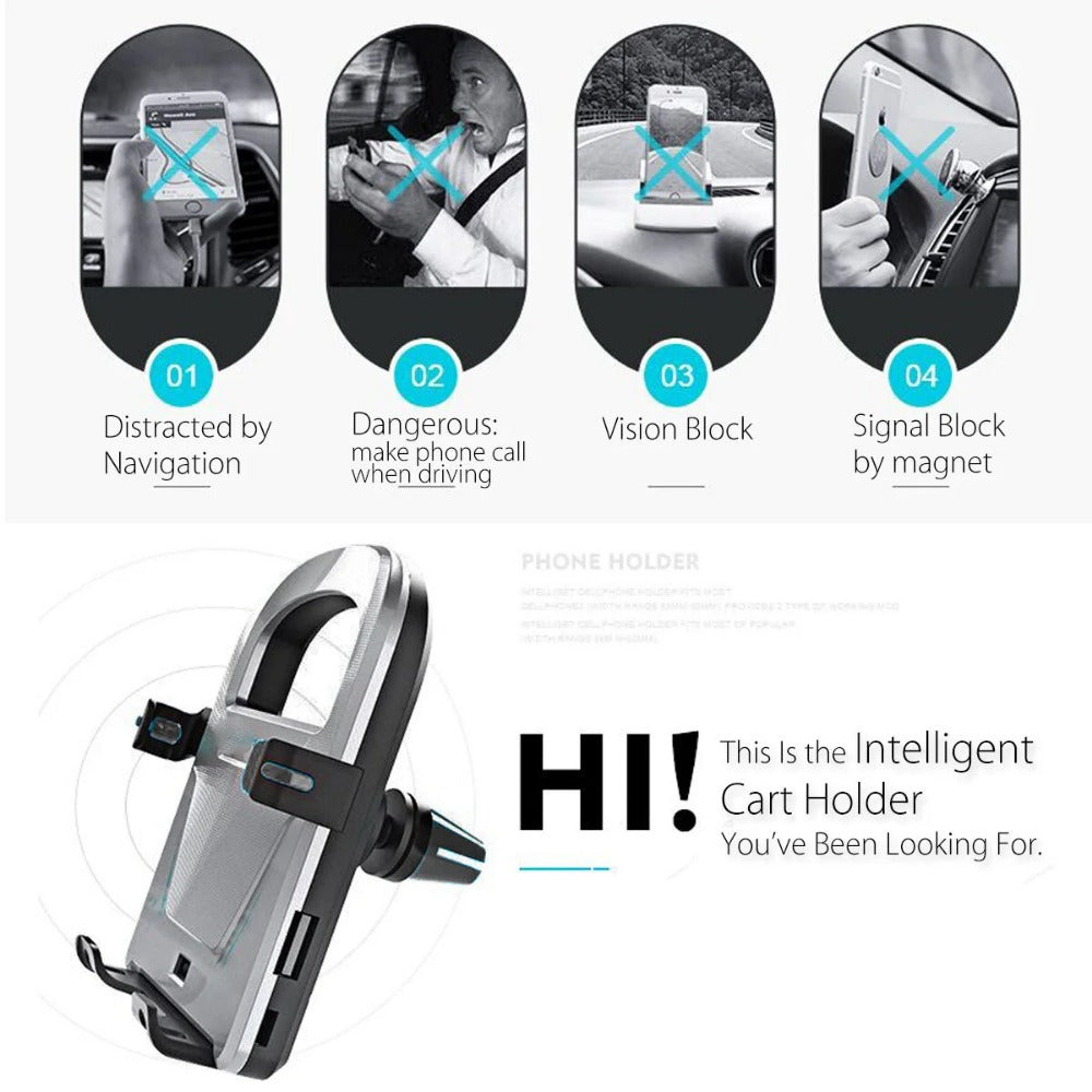 Smart Auto USB IR Motion Car Air Vent Holder & Charger for Smartphones