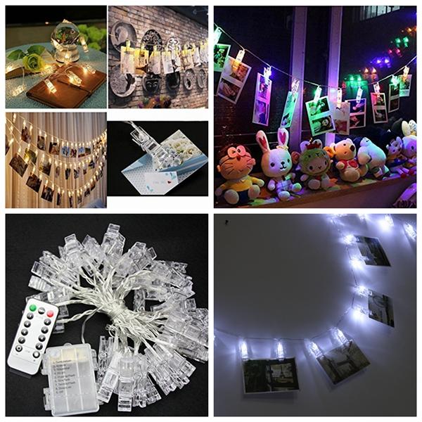 Battery Powered 5M 40 LEDs Fairy String Lights with Remote, 8 Modes, Picture Display Clips for Christmas