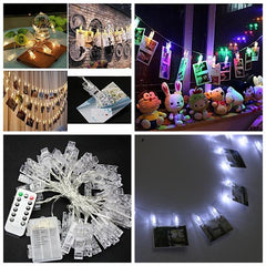 Battery Powered 5M 40 LEDs Fairy String Lights with Remote, 8 Modes, Picture Display Clips for Christmas