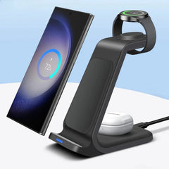 3-in-1 Wireless Fast Charger Dock for Samsung S23/S22, Galaxy Watch, and Buds